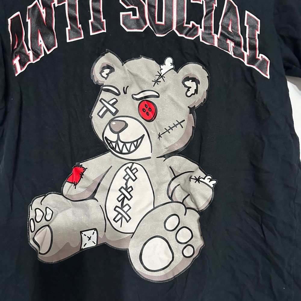Reason Black Tee with Graphic Bear Design